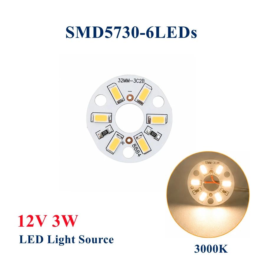 10pcs LED Light Board 3W Warm White 12V Dia 32MM SMD 5730 Lamp Bead Plate For DIY Bulb Circular Transformation Light Source