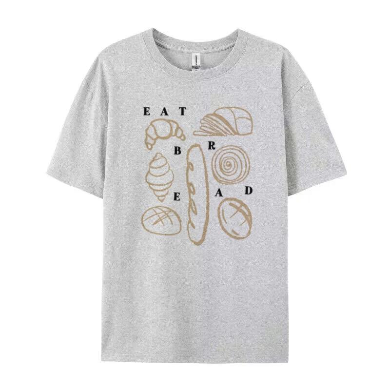 Retro Y2k Bread Lover T Shirt Funny Foodie TShirt Cute Croissant Baguette Tee Short Sleeve Bakery Shirt Womens Clothes Gift