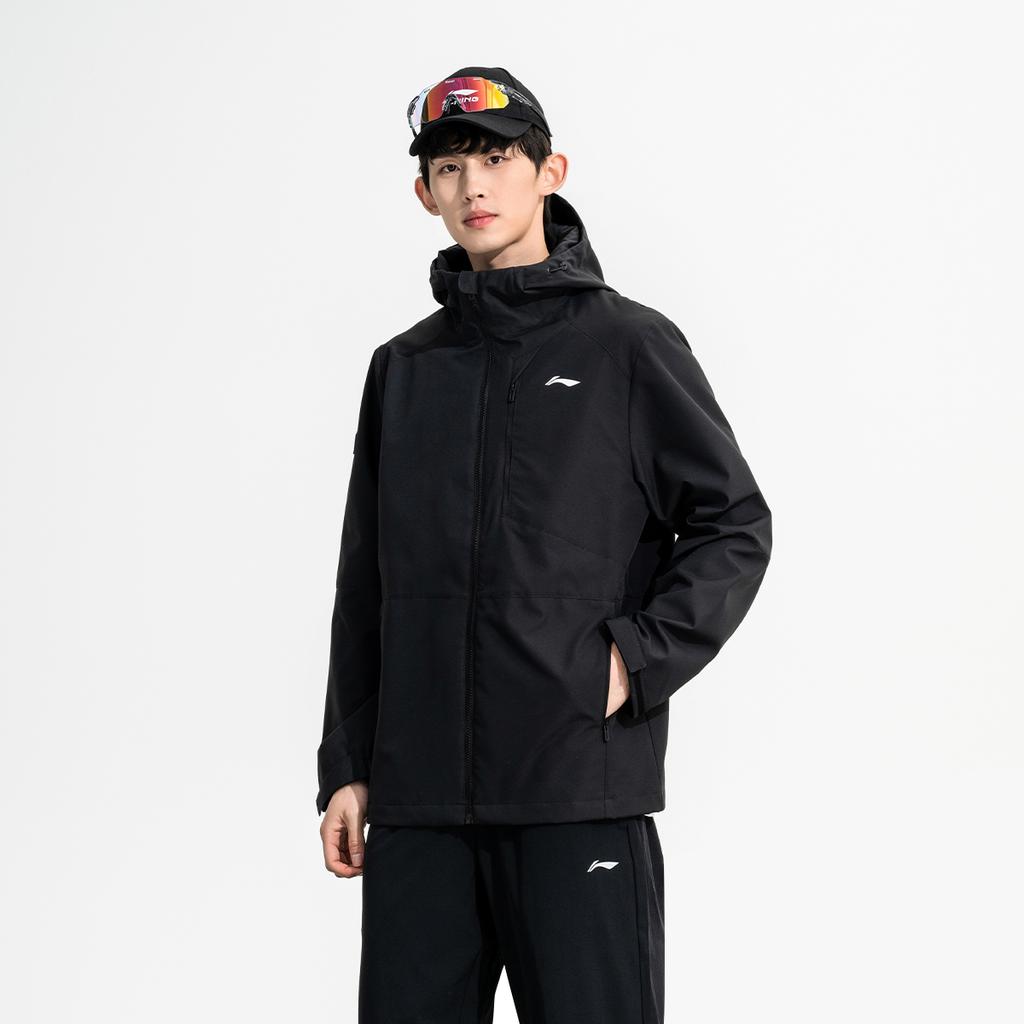 Li Ning Table Tennis Series Color Block Hooded Windbreaker Unisex Outerwear Black AFDUC59-5