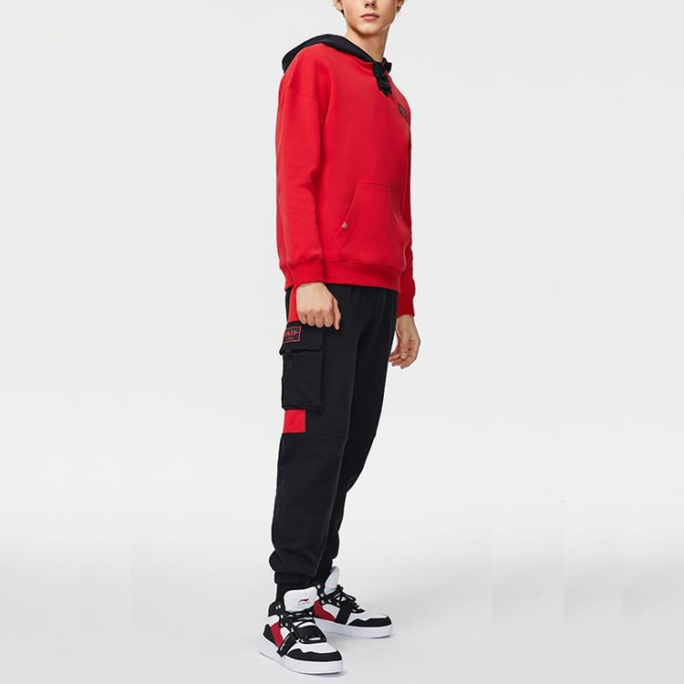 Li Ning Sweatshirts Men's Red Hooded Moderate Regular AWDR019-2