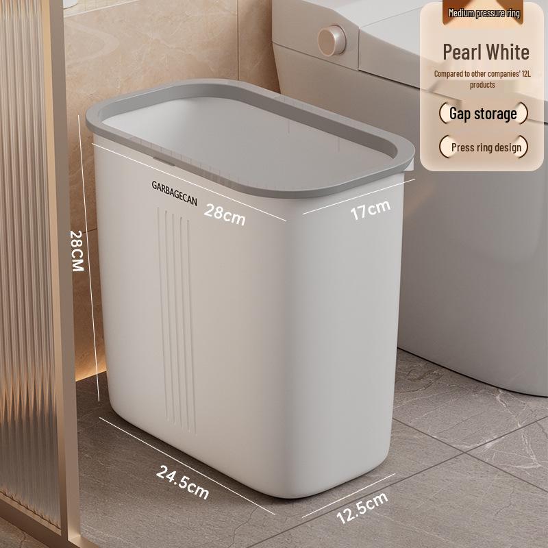 Compact Bathroom Corner Trash Can with Press-Down Lid