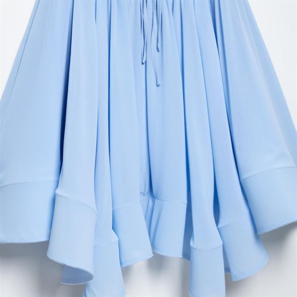 2025 Spring/Summer Women's Sweet Backless V-Neck Spaghetti Strap Swing Dress