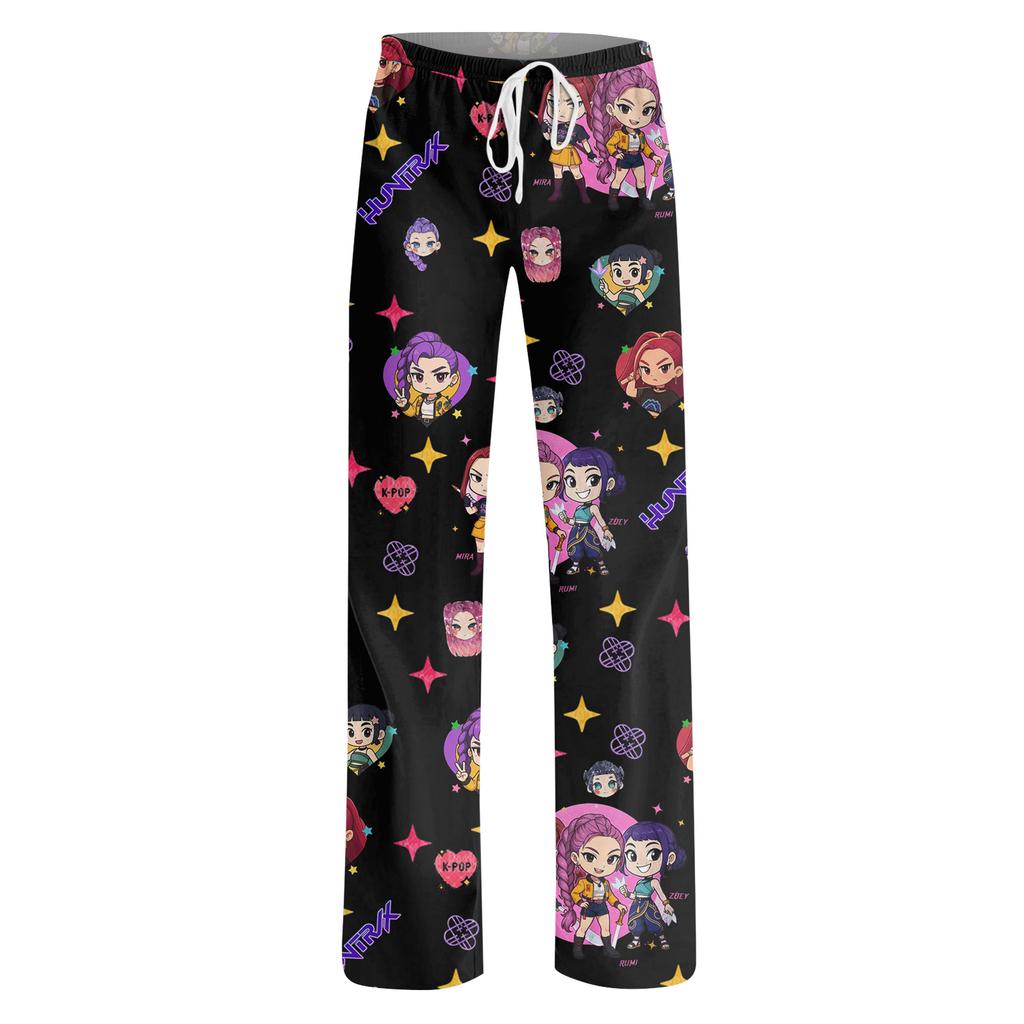Womens Pajama Pants Sleepwear Casual Drawstring Elastic Waist Pants Comfy Straight Yoga Loose Trousers