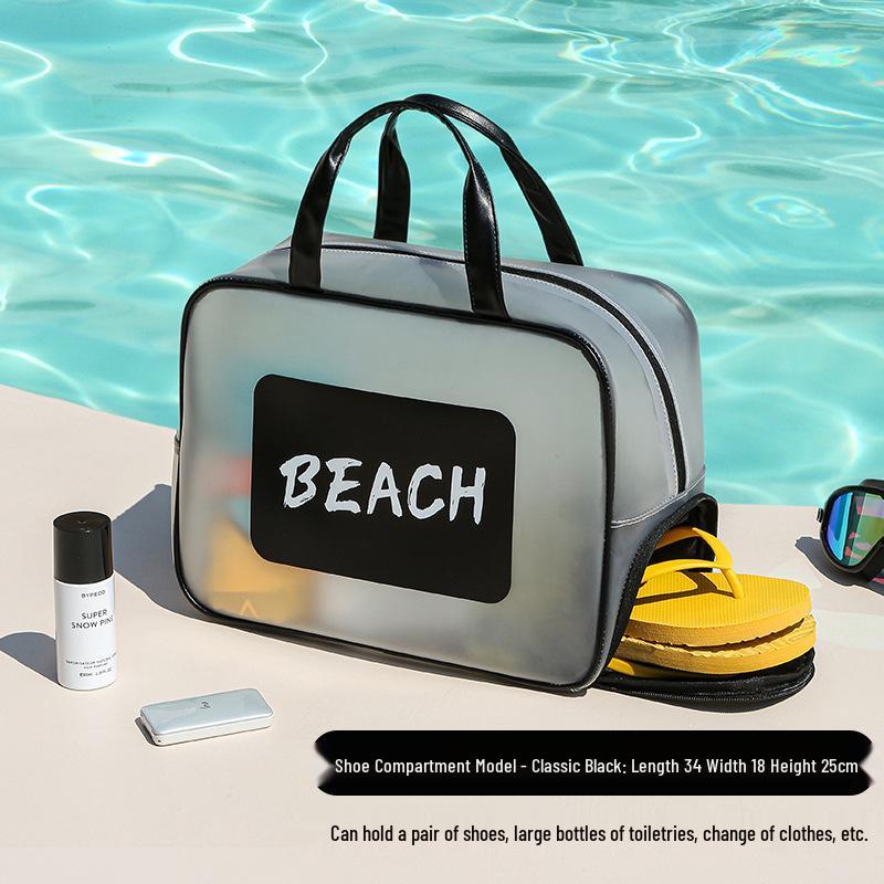 Transparent Waterproof Toiletry Bag - Large Capacity for Men, Wet/Dry Separation, Swimsuit Storage, Portable Travel Organizer