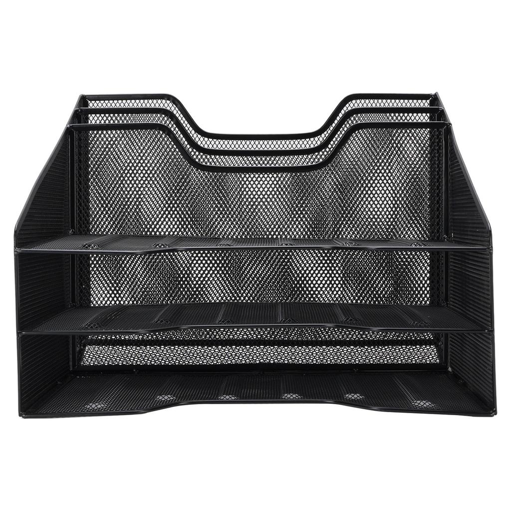 3 Tier Paper Tray Metal Mesh Desktop Organizer Sorter Letter File Document Storage Rack Office Supplies