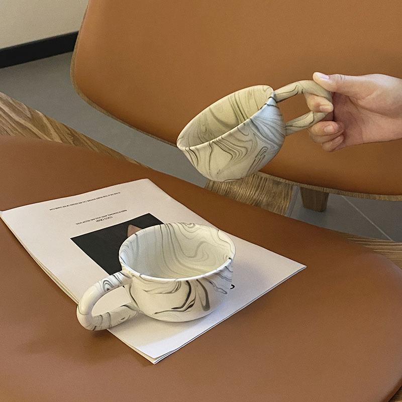 Ink Cup Ripple Water Ripple Ceramic Coffee Cup Household Water Cups Creative Flowing Cloud Ink Makeup Cups Kitchen Drinkware Mug