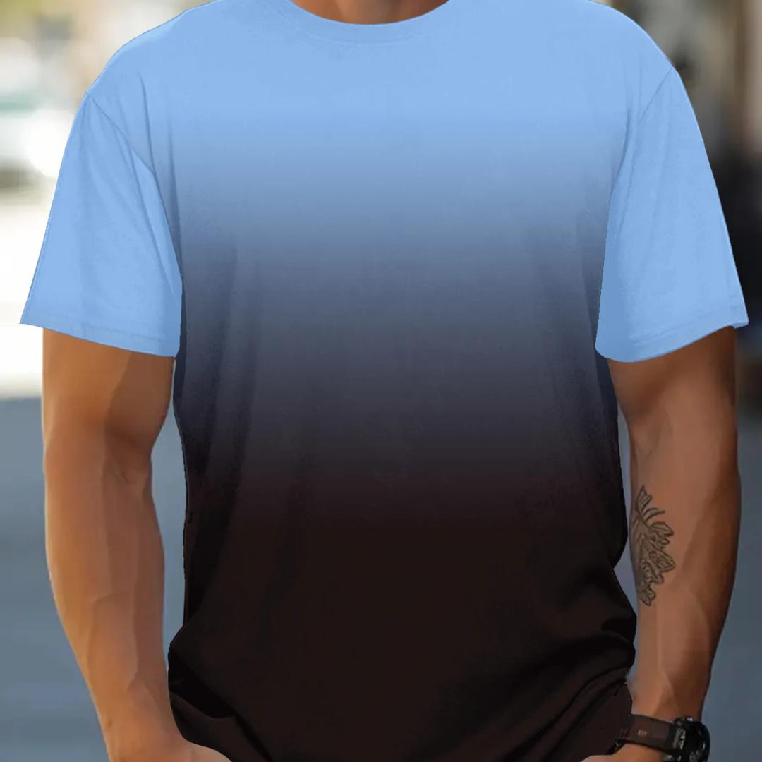 

Летняя мода, хит продаж, новая повседневная футболка Harajuku с плавными переходами цвета, с короткими рукавами, мужская повседневная футболка с круглым вырезом, топ 6XL