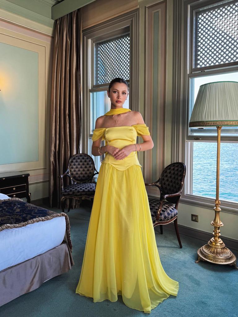 Rochie de seară elegantă cu mânecă scurtă, care accentuează talia, pentru femei