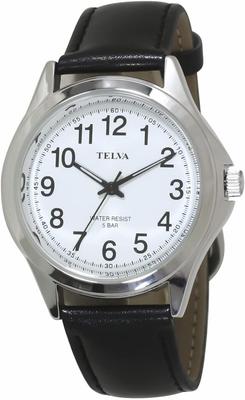 Klefer TE-AM034-WTS Herren Analoge Wasserdichte Armbanduhr mit Lederarmband, Schwarz