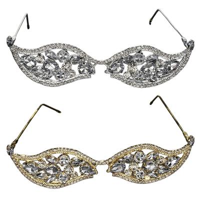 Rhinestones Glasses Frame No Lens Blingbling Face Jewellery Crystal Glasses Frame for Women Girl Sunglasses Frame