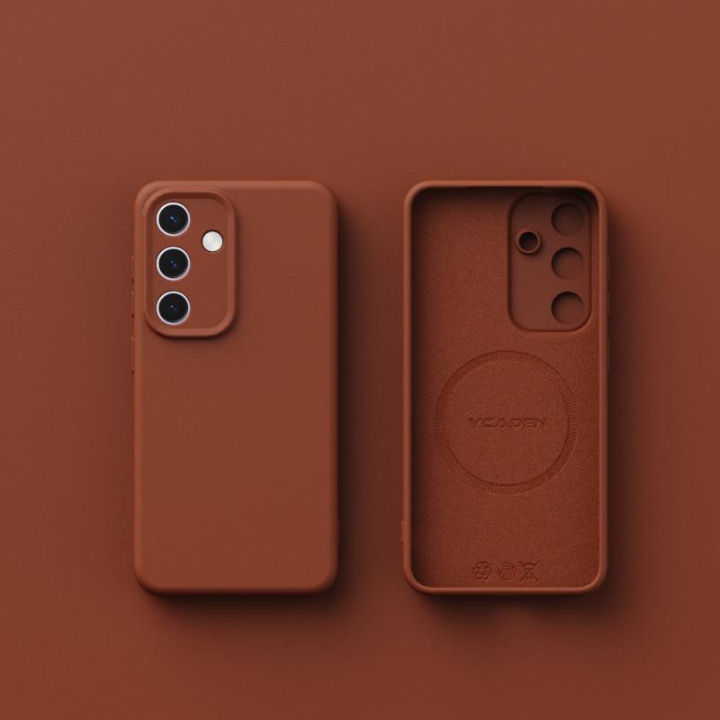 

Для Samsung S25 S24 Ultra S23 Plus S22 чехол жидкий силиконовый матовый мягкий защитный объектив тонкий противоударный беспроводной зарядный магнитный чехол на заднюю панель Samsung S24 Plus коричневый