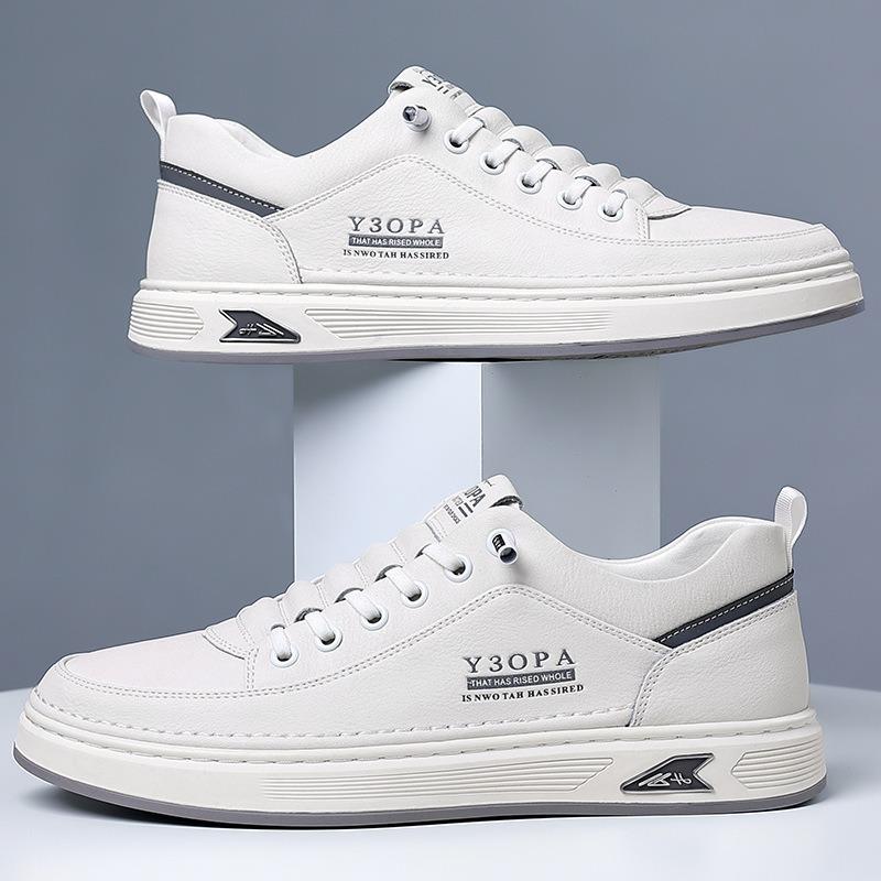 Fashion Men Shoes Leather Casual Sneakers Breathable Walking Slip On Platform Shoes Male Flats Rubber Sole Shoes
