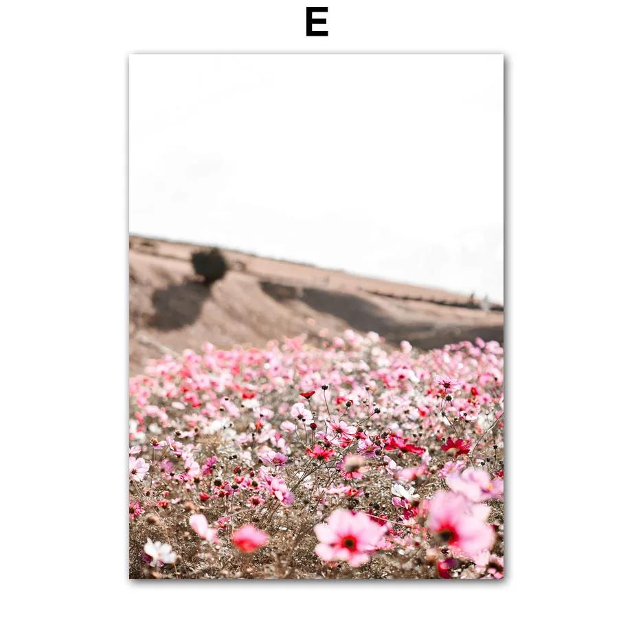 Wielkanoc Wiosna Różowy Sakura Farmhouse Świeży Kwiat Romantyczne Plakaty Malarstwo Płótno Sztuka Ścienna Obrazy Do Salonu Wystrój Domu