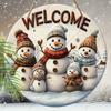 Christmas Decoration Sign,indoor Hanging deco,2D Flat Wooden Product with Snowman Pattern and "welcome"logo,Christmas Gift for Friends and Family