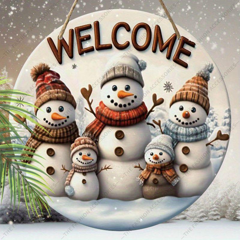 

Рождественское декоративное панно, комнатное подвесное украшение, 2D плоское деревянное изделие с рисунком снеговика и логотипом «welcome», рождественский подарок для друзей и семьи 20