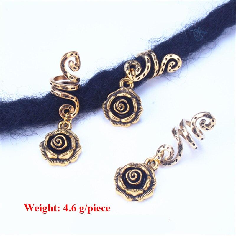 5Pcs/Lot Golden Silver Hair Braids Beard Beads Hair Styling Tools Dreadlock Dread Hair Clips Rings Hair Accessories for Women