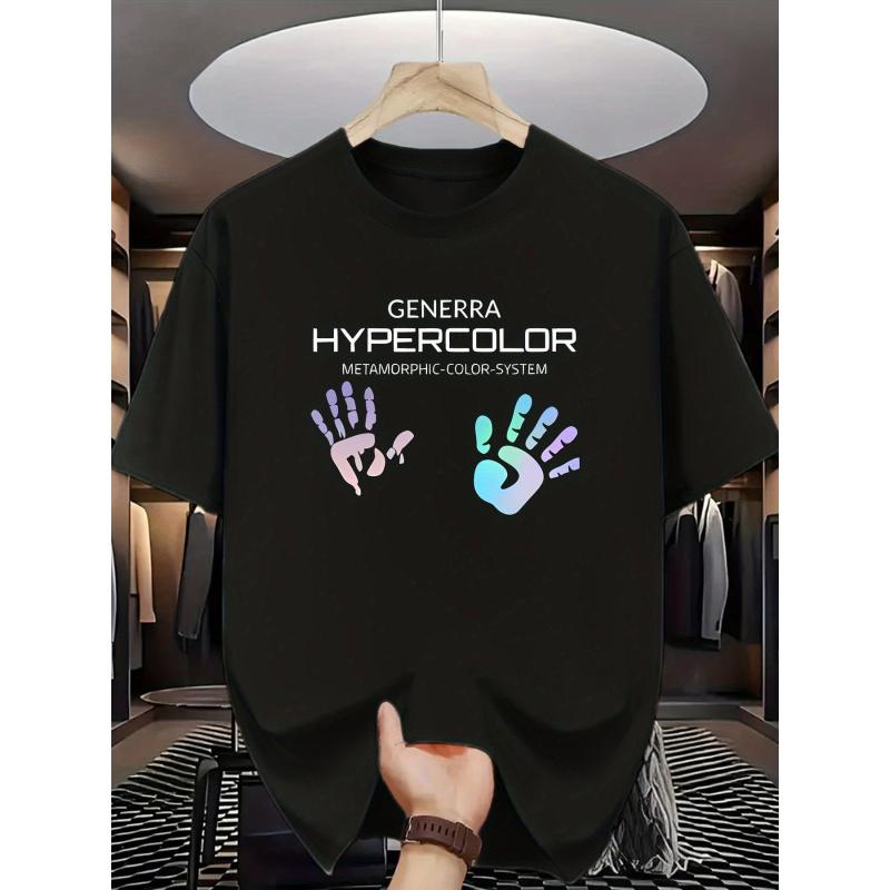 T-shirt Generra da Uomo Hypercolor con Grafica Reattiva a Mano Blu Neon - Maglietta Casual Girocollo Pesante da 200 g/m², Vestibilità Comoda per Tutte le Stagioni,