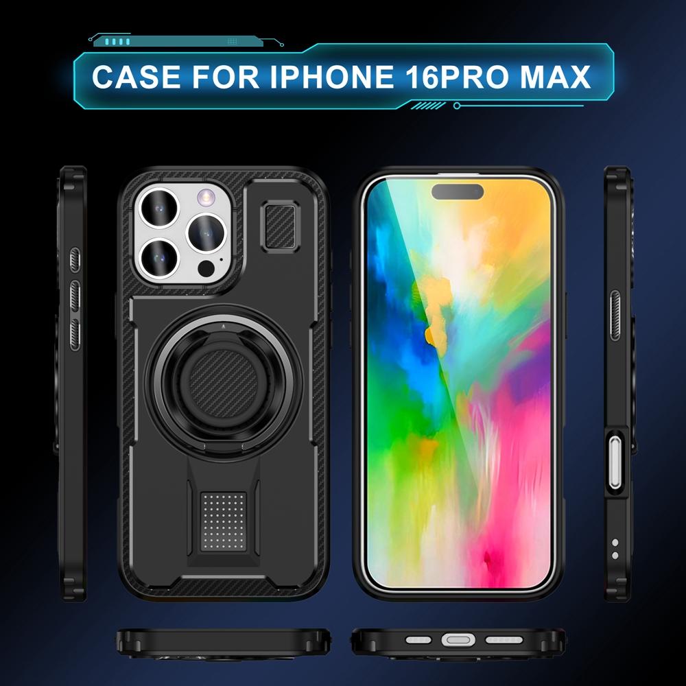 Pouzdro pro Apple iPhone 16 15 14 Plus 13 12 Pro Max s otočným kroužkem na prst a stojánkem, plastové TPU, nárazuvzdorné zadní kryty 2 v 1