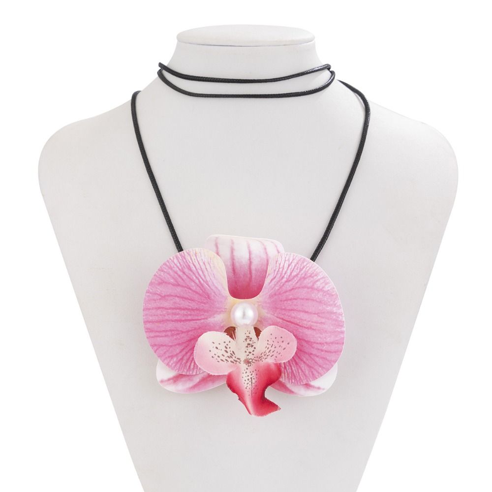 Lace Up Butterfly Orchid Clavicle Chain Colorful Korean Style Choker  Party