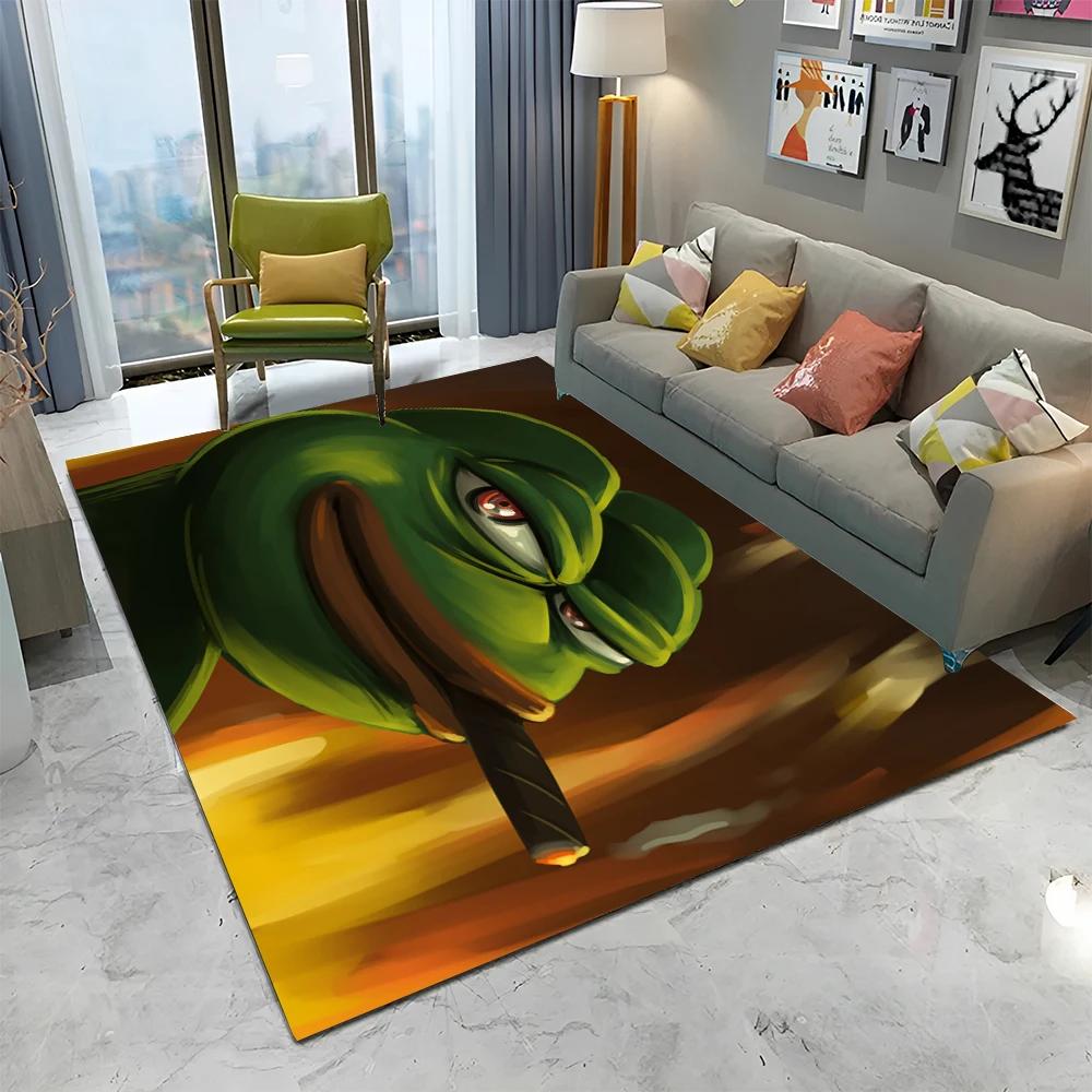 3D Pepe The Frog Face Cartoon Carpet Rug for Home Living Room Bedroom Sofa Doormat Decor,kids Play Area Rug Non-slip Floor Mat