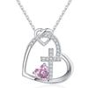 Heart Cross Pendant Birthstone Necklace: European & American Fashion Jewelry Gift