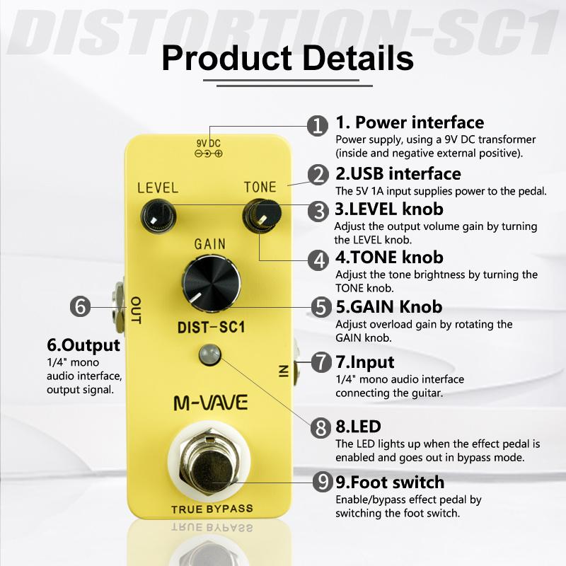M-VAVE Distortion Guitar Effect Pedal Classic Warm Smooth Style Distortion Guitar Pedal True Bypass Guitar Parts & Accessories
