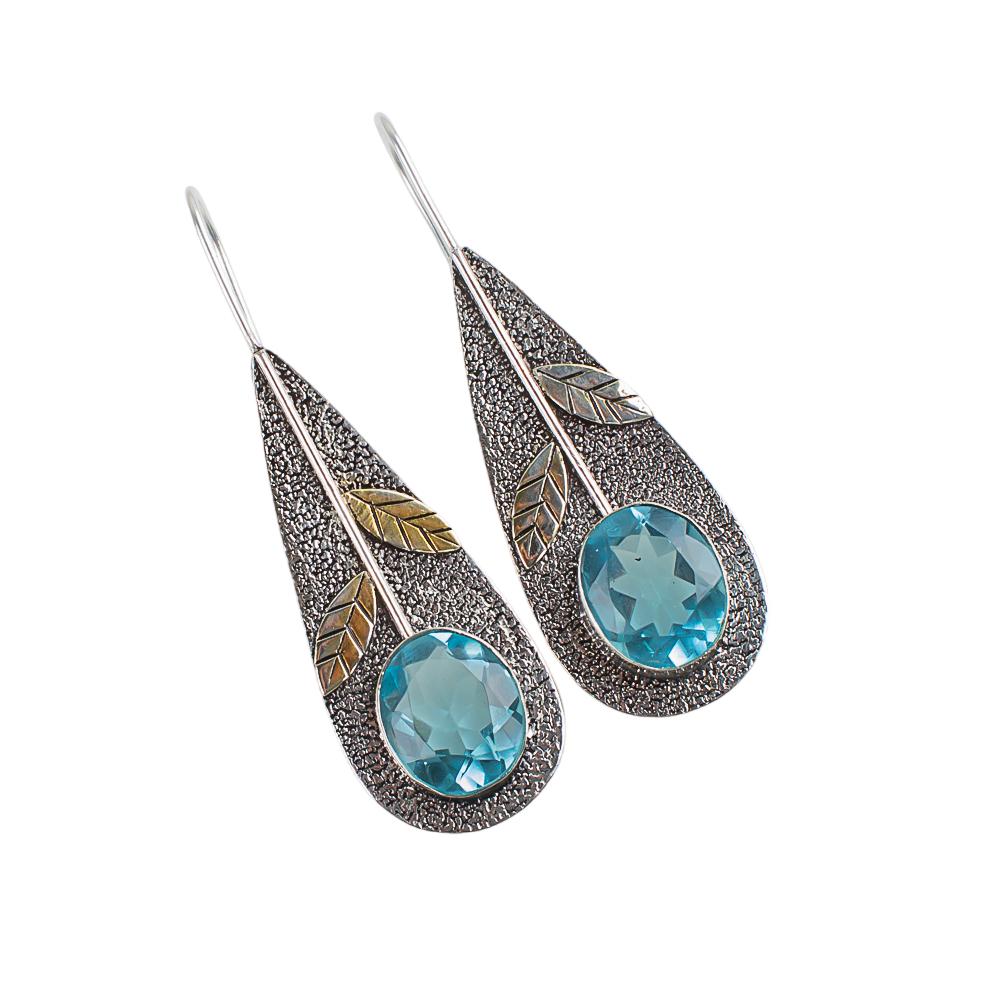 Sky Blue Topaz Gemstone 925 Sterling Silver Jewelry Handmade Drop Earrings 2.00" EE-72-8