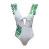 Wzburzyć Bikini Jednoczęściowy strój kąpielowy Kobiety Stroje kąpielowe Backless V-Neck Monokini Print Kostium kąpielowy