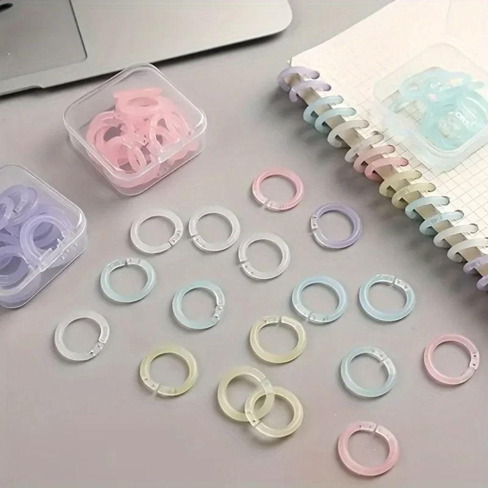 20pcs/box Transparent Colorful Plastic Binding Coils Punch Buckle Rings  Binding Notebooks
