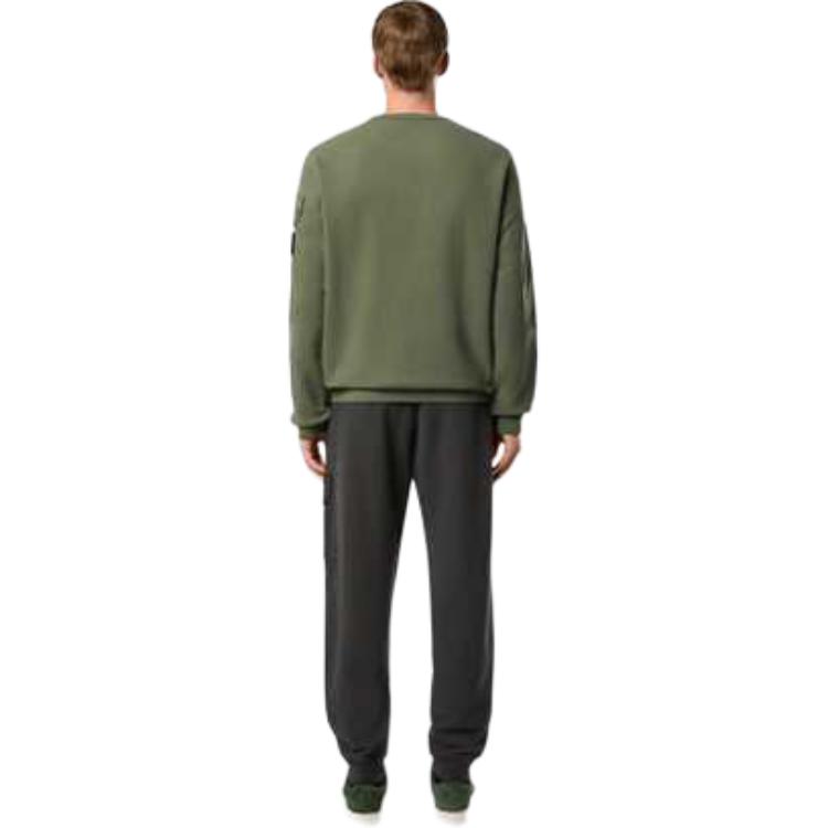 Stone Island Fw24 Logo Arm Pocket Brushed Cotton Crewneck Sweatshirt Unisex sweatshirt Green 811563920-V0059
