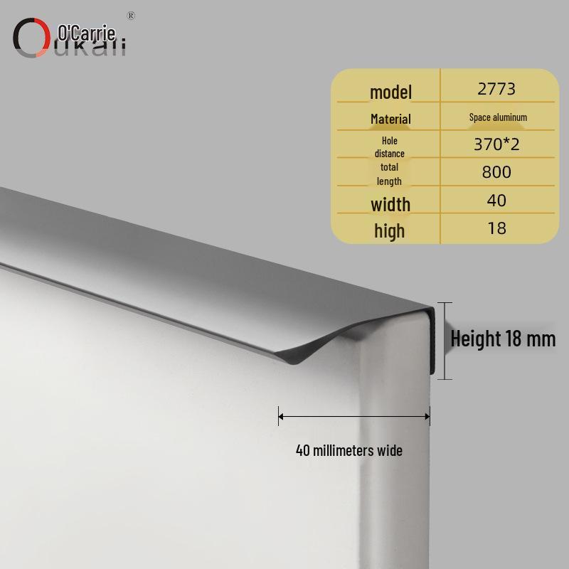 Oukali Curved Invisible Edge Aluminum Cabinet and Wardrobe Handle