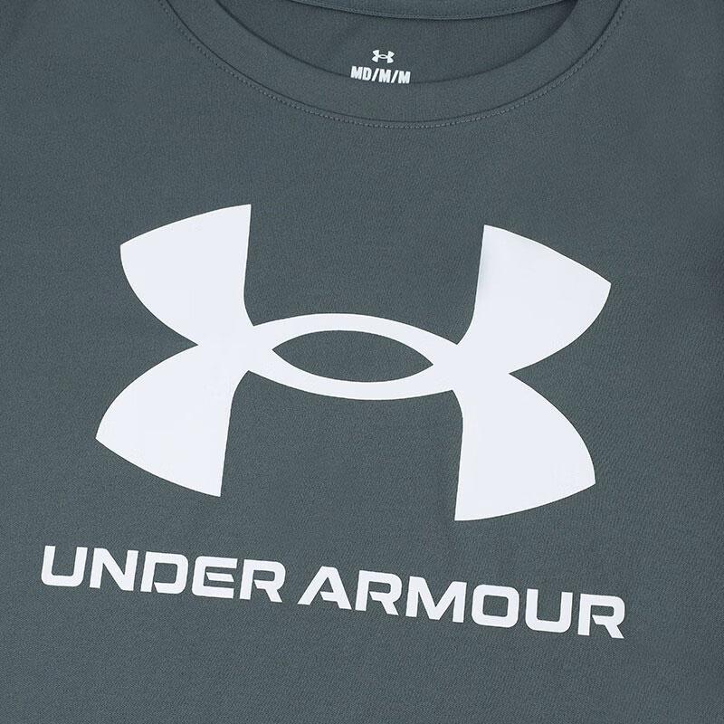 Under Armour Letter Logo Print Slim-Fit Short Sleeve T-Shirt Women Tops Grey 1377009-012