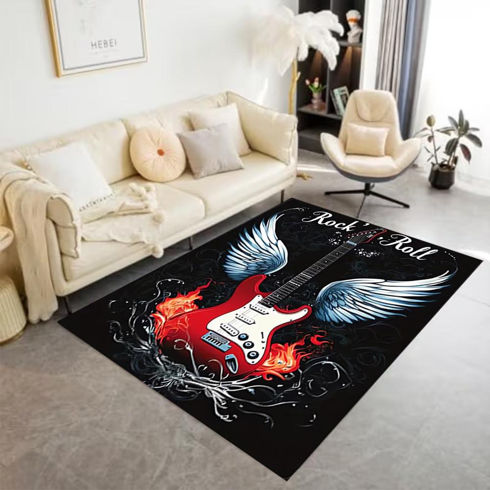 1pc music notes vinyl records and cassettes rug home carpet design for office decor gift living room bedroom