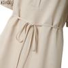 ZANZEA Women Casual Round Neck Solid Color Short Sleeve Dress