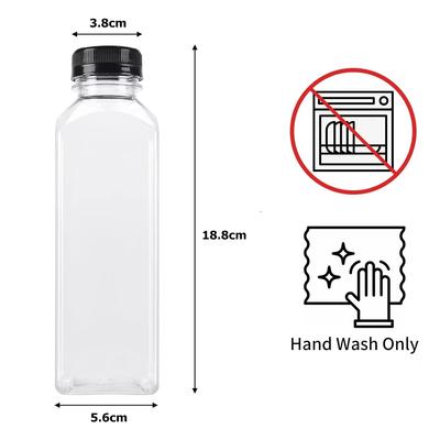 500ML Reusable Plastic Juice Bottles with Caps Camping Juice Containers with Tamper Proof Lids Black Clear Bottles JT469