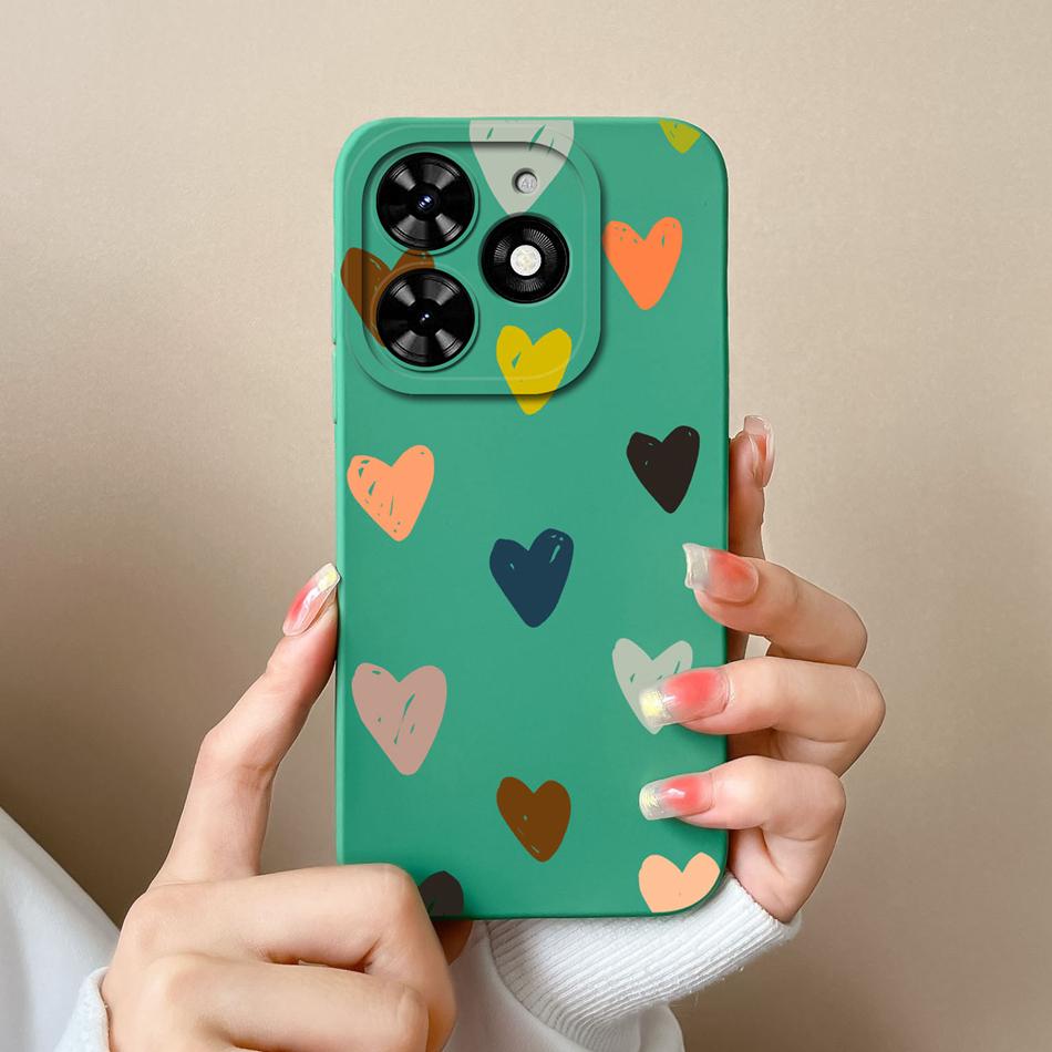 For Tecno Spark Go 2024 Case Simple Heart Soft Liquid Silicone Camera Protection Back Cover For Tecno SparkGo Funda Phone Shell