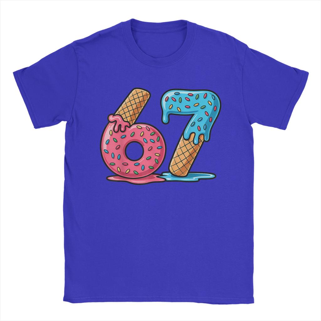 Unisex Six Seven Ice Cream Drip Cool Meme Funny Number T Shirts Pure Cotton Clothing Vintage Round Collar Tees Summer TShirts