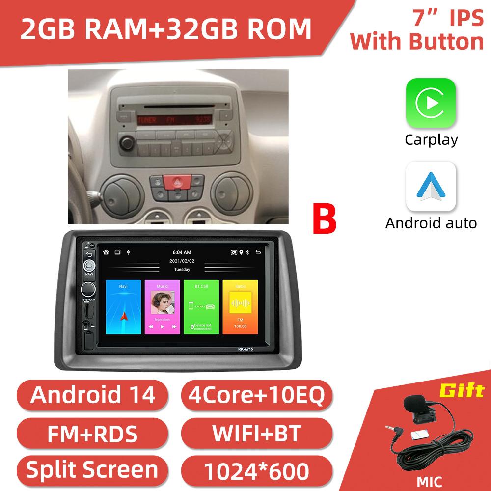 2 Din Android for FIAT Panda 2003 -2012 7" Car Radio Multimedia Player Head Unit with Frame Wifi GPS Navigation Stereo Autoradio