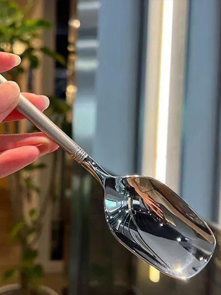 Multi Functional Stainless Steel Spoon for Household Use Student Children Eating Spoon Thick Long Handled Spoon Coffee Spoon