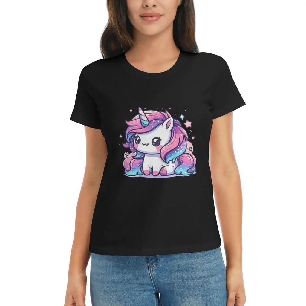 Women TShirt Sparkle Unicorn Magic Summer Short Sleeve Tees Crew Neck Cotton T Shirts Clothes Tops Streetwear