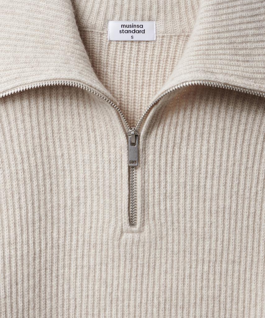 MUSINSA STANDARD WOMAN Women'S Lambswool Ribbed Knit Half Zip [Oatmeal]