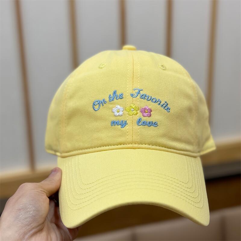 Spring And Summer Cartoon Flower Embroidery Cap Sunscreen Sunshade Soft Top Cute Face Small Baseball Cap Female
