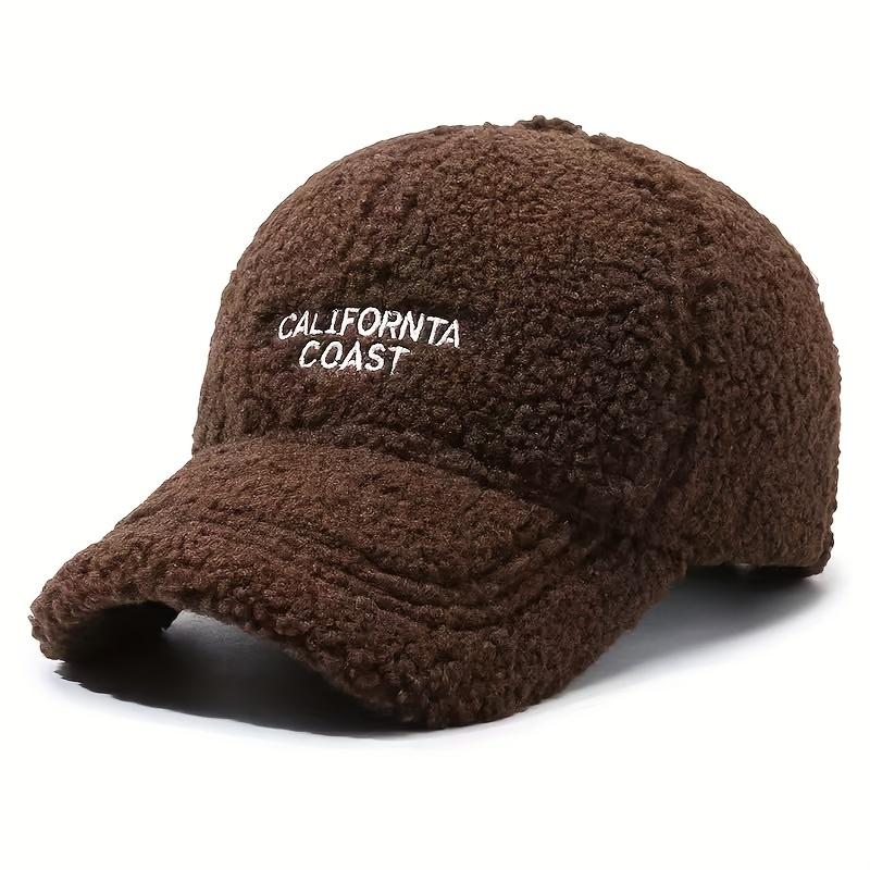 Women'S Fleece-Lined Baseball Cap - Adjustable, Lightweight Winter Hat with "California Coast" Embroidery, Beige, Perfect for Cold Weather
