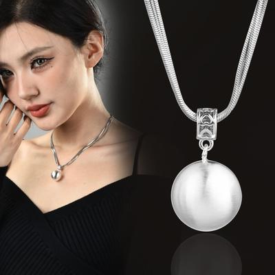 925 Silver White Pearl Necklace Women's Light Luxury Milk White Clavicle Chain 3-layer Snake Collarbone Chain Necklace Perimeter: 41 Cm