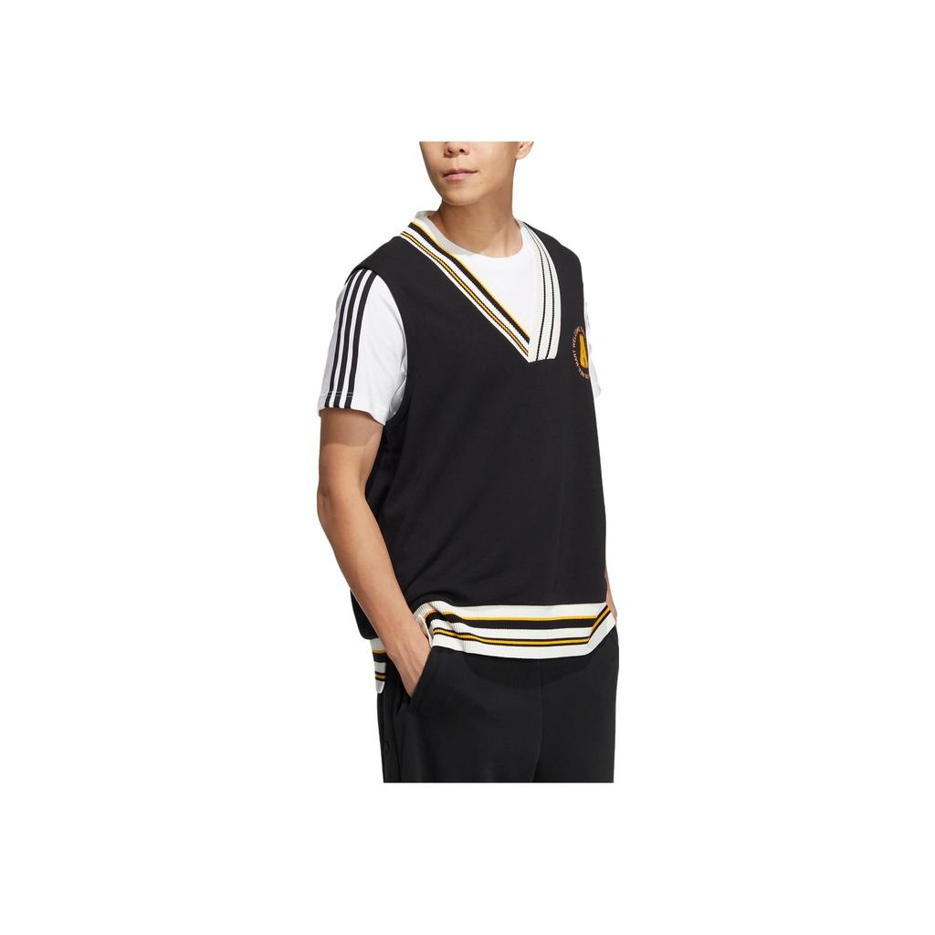 Adidas Striped Sports Knit Vest Unisex Outerwear Black IJ6608