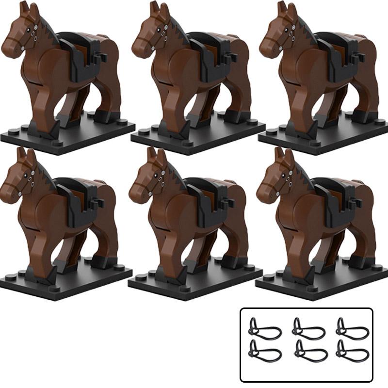 Medieval Military Building Blocks Cavalry Army Horse Animal Elephant Camel Wolf Crocodile Brick Toy Accessories S003