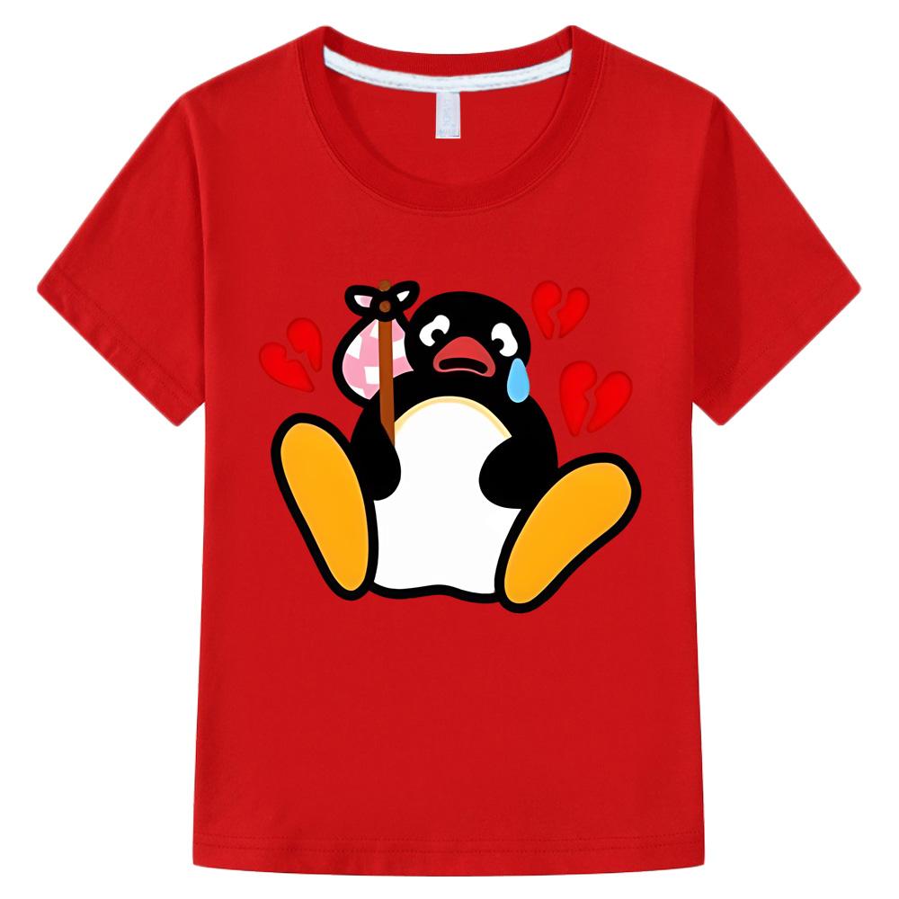 Pingu Kawaii Cartoon Print T-shirt Boys Girls Cartoon Graphic Tee-shirt 100% Cotton Tees Short Sleeve Summer Fashion O-neck Tops Anime T-shirt