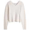 Minimalist Embroidered Asymmetrical V-Neck Sweater Women Sweater Off-White J222847YBI