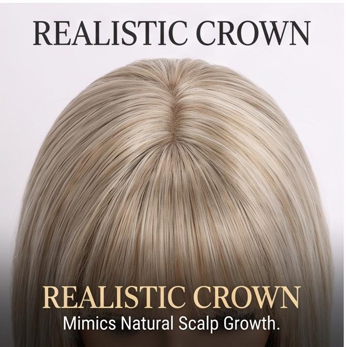 Women's Medium Long Straight Synthetic Wig, Brown Blonde Mix Color, Natural Style, Heat-Resistant Fiber, Adjustable Cap for Daily & Party Occasions