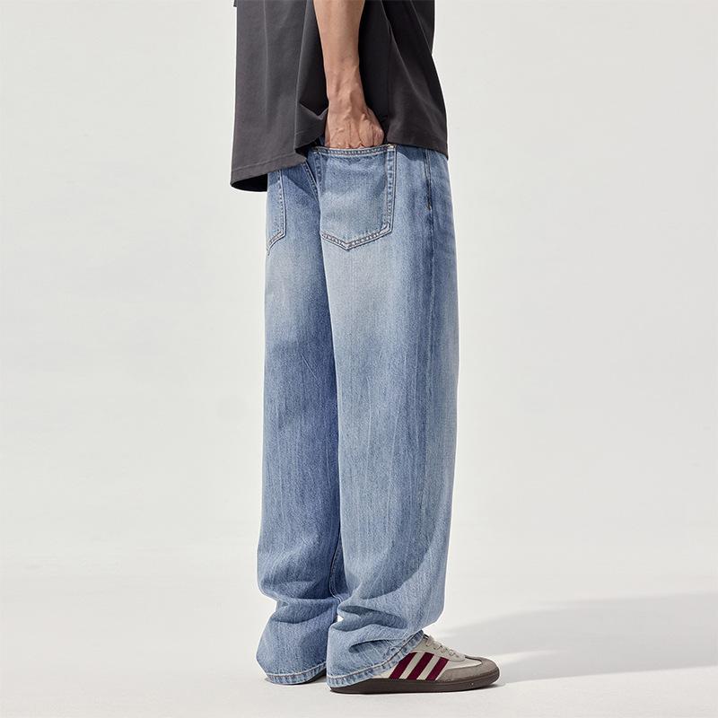 New Spring and Summer Men's Wide-leg Trousers Loose American High Street Straight Jeans